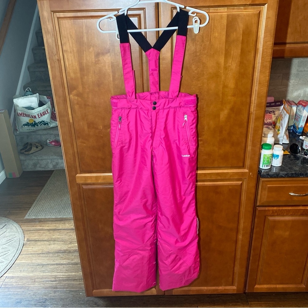 Wedze Pull & Fit Kids Ski Pants Bibs Pink 12Y Youth Waterproof Durable